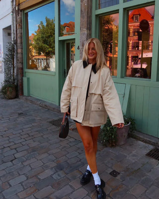 Rowen Oversized Barn Jacket – Cream