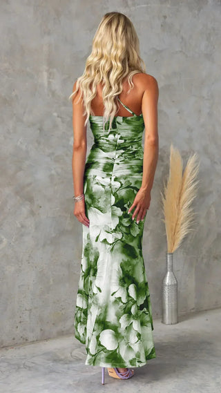Lina One-Shoulder Ruched Maxi Dress