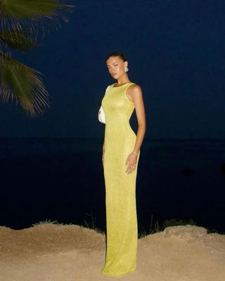 Lucia Shimmer Knit Maxi Dress