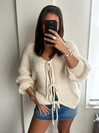 Taela Cozy Weave Knit Cardigan