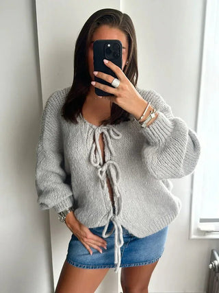 Taela Cozy Weave Knit Cardigan