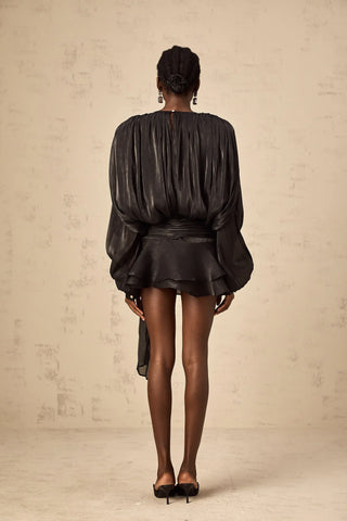 Selena Pleated Ruffle Mini Dress