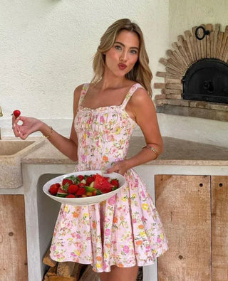 Sienna Floral Corset Mini Dress – Pink