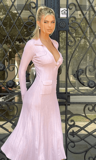 Josephine Ribbed Button-Front Midi Dress