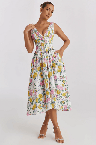 Sophia Floral V-Neck Midi Dress