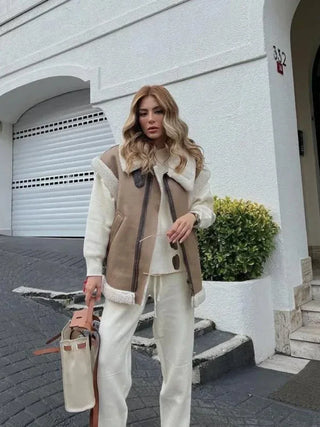 Odette Shearling Trim Zip Vest