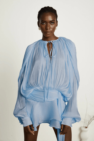 Selena Pleated Ruffle Mini Dress