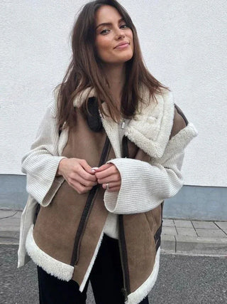 Odette Shearling Trim Zip Vest