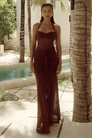 Thalienne Halter Ruched Maxi Dress