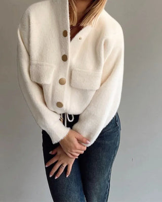 Nolani Plush Hoodie Jacket – White