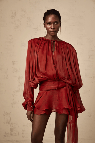 Selena Pleated Ruffle Mini Dress