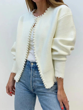 Amelia Pearl Trim Knit Cardigan