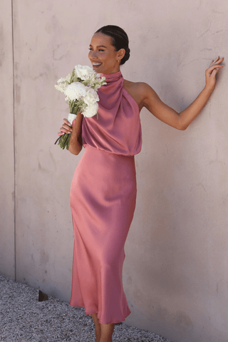 Isolde Halter Draped Top and Midi Skirt Set