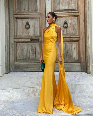 Nova Halter Cape Maxi Dress