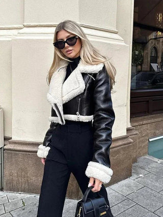 Ravina Faux Leather Shearling Jacket