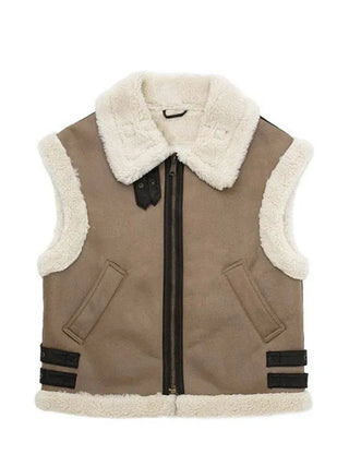 Odette Shearling Trim Zip Vest