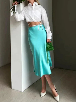 Ivy Bias Cut Midi Skirt