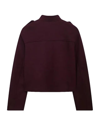 Darian Button Utility Jacket – Burgundy