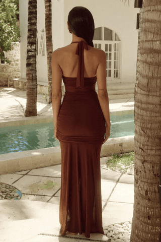 Thalienne Halter Ruched Maxi Dress