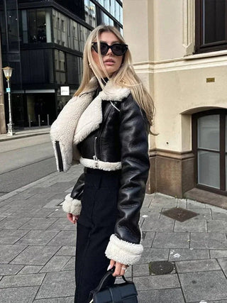Ravina Faux Leather Shearling Jacket