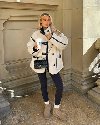 Anika Faux Shearling Teddy Jacket – Cream