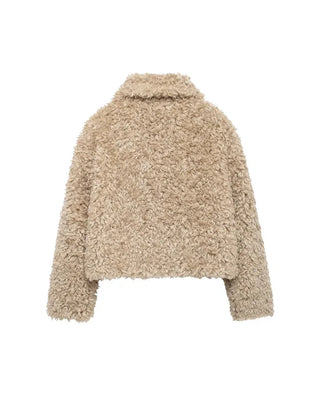 Thalia Teddy Toggle Jacket – Beige