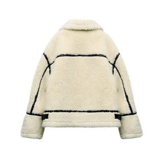 Vianne Oversized Shearling Jacket – Cream