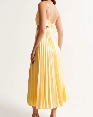 Celine Pleated Midi Dress – Yellow