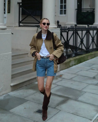 Mirae Contrast Collar Barn Jacket – Tan