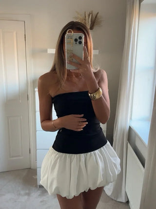 Kaia Strapless Bubble Hem Mini Dress