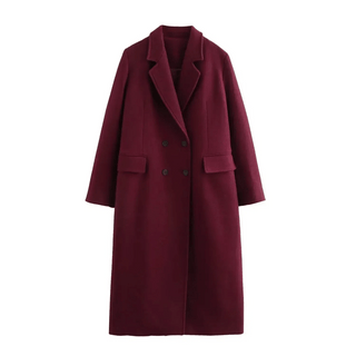 Nerisse Double Breasted Coat – Wine