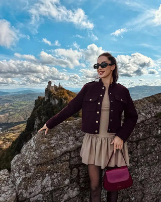 Darian Button Utility Jacket – Burgundy