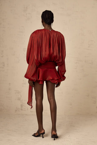 Selena Pleated Ruffle Mini Dress