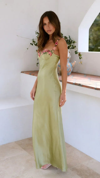 Rosalie Floral Strap Maxi Dress – Sage