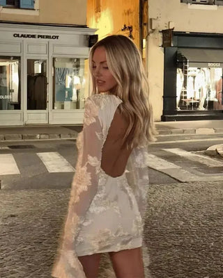 Aureline Floral Mini Dress with Flared Cuffs