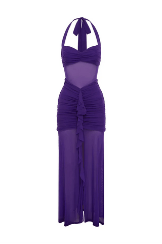 Thalienne Halter Ruched Maxi Dress