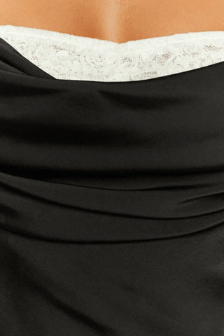 Valenne Lace Cowl Maxi Dress – Black