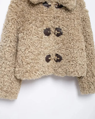 Thalia Teddy Toggle Jacket – Beige