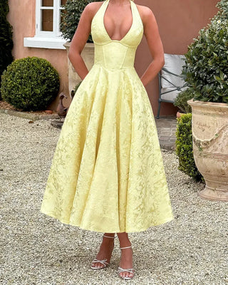 Olympia Halter A-Line Midi Dress