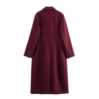 Nerisse Double Breasted Coat – Wine