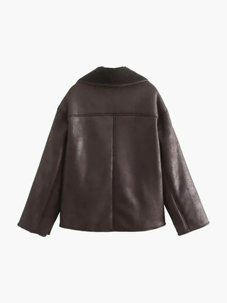 Brisa Glossed Faux Leather Jacket – Brown