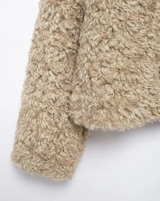 Thalia Teddy Toggle Jacket – Beige