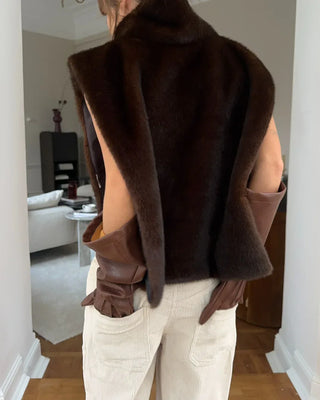 Soraya Faux Fur Turtleneck Vest – Dark Brown