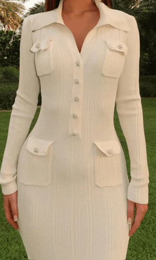 Josephine Ribbed Button-Front Midi Dress