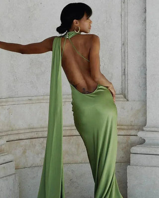 Nova Halter Cape Maxi Dress