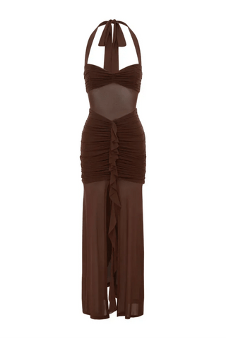 Thalienne Halter Ruched Maxi Dress