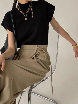 Elara High Neck Ribbed Knit Top