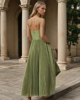 Sommer Pleated Bustier Maxi Dress – Sage