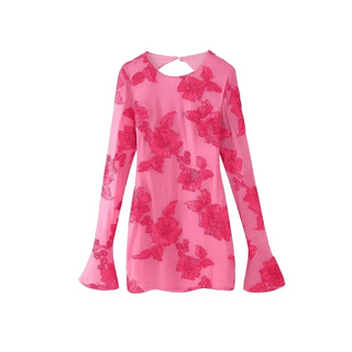 Aureline Floral Mini Dress with Flared Cuffs