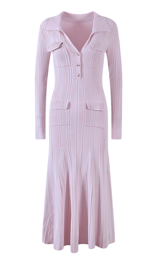 Josephine Ribbed Button-Front Midi Dress